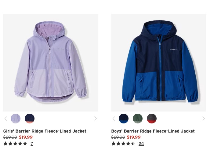 反季便宜囤! Eddie Bauer 儿童夹克外套专场低至$15.6 | 剁手