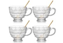 【折后$9.99 Prime包邮】4件装玻璃咖啡杯 带勺子