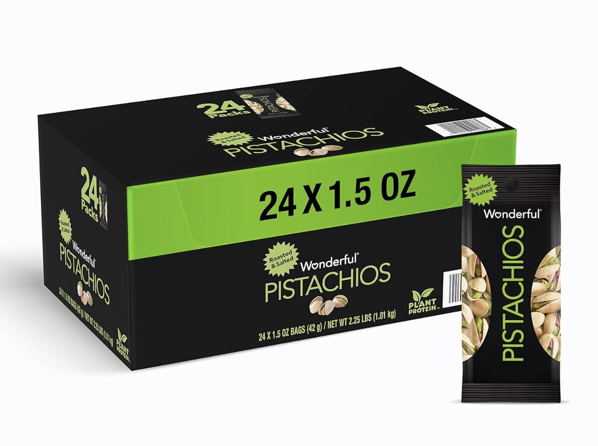 美味！【折后$14.19 Prime包邮】Wonderful Pistachios 带壳开心果一箱24小包！ | 剁手