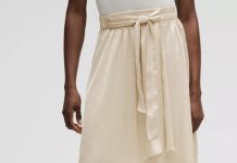 【折后$64 包邮】Lululemon Midi-Length 缎面裹身半裙!