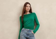 【折后$5.98】Banana Republic 简约优雅 褶皱腰T恤
