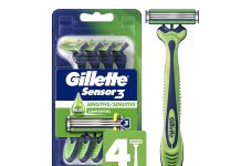 【折后$3.99 Prime包邮】Gillette Sensor3 男士手动剃须刀 4个!