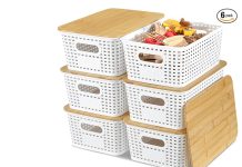 【折后$18.89 Prime包邮】竹盖收纳盒 6件套