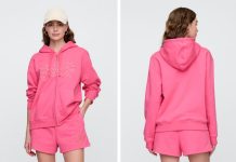 【折后$14 包邮】Gap 女款抓绒面料宽松外套 玫红色