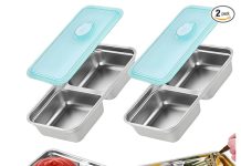 【折后$4.49 Prime包邮】双格不锈钢保鲜盒 2个