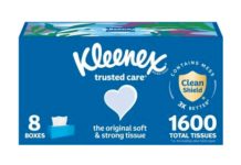 【折后$10.37 Prime包邮】Kleenex Trusted Care 护理系列抽纸 8盒装共1600张