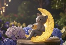 【折后$8.11 Prime包邮】太阳能萌猫月亮灯摆件