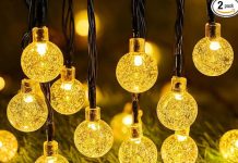 Prime会员专属价!【折后$22.98 Prime包邮】太阳能户外灯串 36.5 ft✖️2串