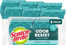 【折后$7.79 Prime包邮】Scotch-Brite 抗味重型清洁海绵6块装