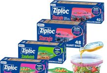 【折后$13.06 Prime包邮】Ziploc 食品密封袋 混合尺寸 190只