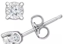 【折后$199.99 包邮】TruMiracle 钻石耳饰 3/8克拉