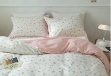 【折后$21.8 Prime包邮】粉白花卉纯棉被套+枕套三件套 Queen