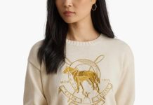 半价!【折后$97.5 包邮】Lauren Ralph Lauren 女士纯棉刺绣圆领针织毛衣