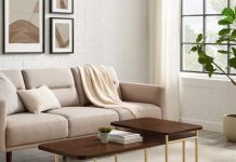 【折后$30.99 包邮】现代金属嵌套茶几2件套 深胡桃木色