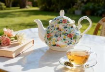 【折后$17.99 Prime包邮】陶瓷花卉茶壶 33.8oz