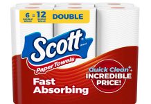 【折后$6.84 Prime包邮】Scott 可撕式厨房纸巾 6卷*108张共648张装