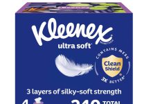 【折后$5.17 Prime包邮】Kleenex 3层超柔面巾纸 4盒*60张共240张装