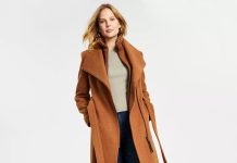 气质!【折后$99.99 包邮】Calvin Klein 女士羊毛混纺系带大衣 多色选