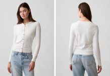 便宜绝了!【折后$6.87 包邮】Gap 女士圆领针织开衫 白色