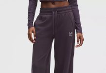 史低必买❗️爆款神裤带logo!【折后$69 包邮】Lululemon Scuba Jewelled 中腰抓绒阔腿裤 两色选