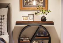 【折后$61.68 包邮】Kerlin 26英寸棕色三层窄款沙发侧桌/床头柜