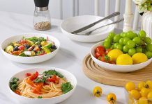 【折后$16.79 Prime包邮】简约白陶瓷意面盘4件套 7.8英寸