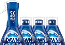 【折后$12.87 Prime包邮】Dawn Powerwash Gain原香喷雾洗洁精套装 1瓶+3补充装 共64oz