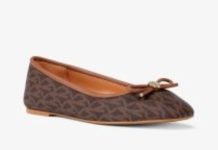 好美!【折后$63.2 包邮】Michael Kors Savannah Logo 芭蕾平底鞋