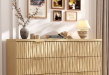 【折后$165.99 包邮】6抽现代波纹立面木质收纳柜 两色选