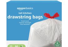 【折后$8.05 Prime包邮】Amazon Basics抽绳式厨房垃圾袋13加仑 90个