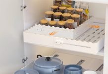 【折后$16.99 Prime包邮】可调节滑动橱柜收纳架