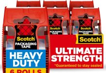 史低!【折后$8.88 Prime包邮】Scotch 强力封箱胶带 6卷装含切割器