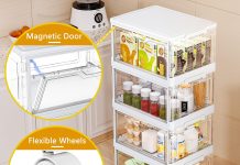 【折后$27.99 Prime包邮】24QT透明带盖收纳箱 4层带轮款