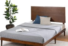 库存告急!【折后$279.99 包邮】Zinus Raymond实木平台床架 Queen Size