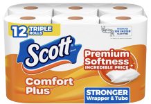 【折后$5.68 Prime包邮】Scott ComfortPlus 卫生纸 12卷!
