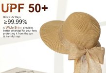 【折后$7.99 Prime包邮】女士宽檐草编防晒帽 UPF50+沙滩帽