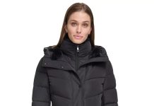 版型超好显腰身!【折后$39.99 包邮】Calvin Klein 女士连帽绗缝棉服 两色选