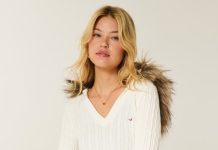 二降!【折后$23.99】Hollister 复古连帽仿毛领麻花针织毛衣 两色选