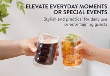 便宜!【折后$4.89 Prime包邮】双层波纹玻璃杯2件套