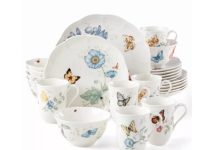 好美!【折后$149.99 包邮】Lenox 蝴蝶花园餐具套装24件