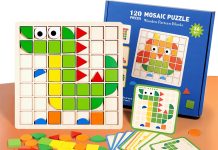 【折后$9.91 Prime包邮】 木制几何形状积木拼图玩具 120片