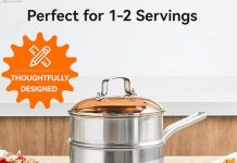 【折后$29.92 Prime包邮】WANGYUANJI 二合一不锈钢带蒸锅+汤锅 2.5夸脱