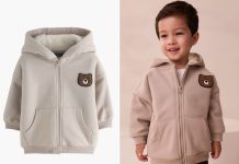 【折后$14 包邮】NEXT 童装小熊徽章连帽抓绒开衫卫衣