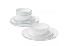 【折后$23】Arch Studio蓝边玻璃餐具12件套