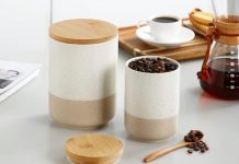 【折后$10.99 Prime包邮】多功能木盖陶瓷储物罐 36oz