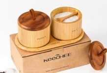 【折后低至$8.49 Prime包邮】竹制调料收纳罐带盖带勺 1个/2个装