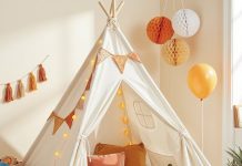 【折后$19.99 Prime包邮】儿童带灯印第安风帐篷!