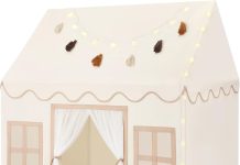 【折后$33.99 Prime包邮】儿童室内游戏帐篷套装 带地垫+星星灯+流苏装饰