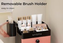 【折后$7.99 包邮】带刷具位+双抽屉化妆品收纳盒 三色选