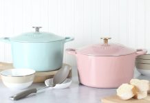 【折后$33.99 Prime包邮】MARTHA STEWART Gatwick 7qt 带盖珐琅铸铁锅!